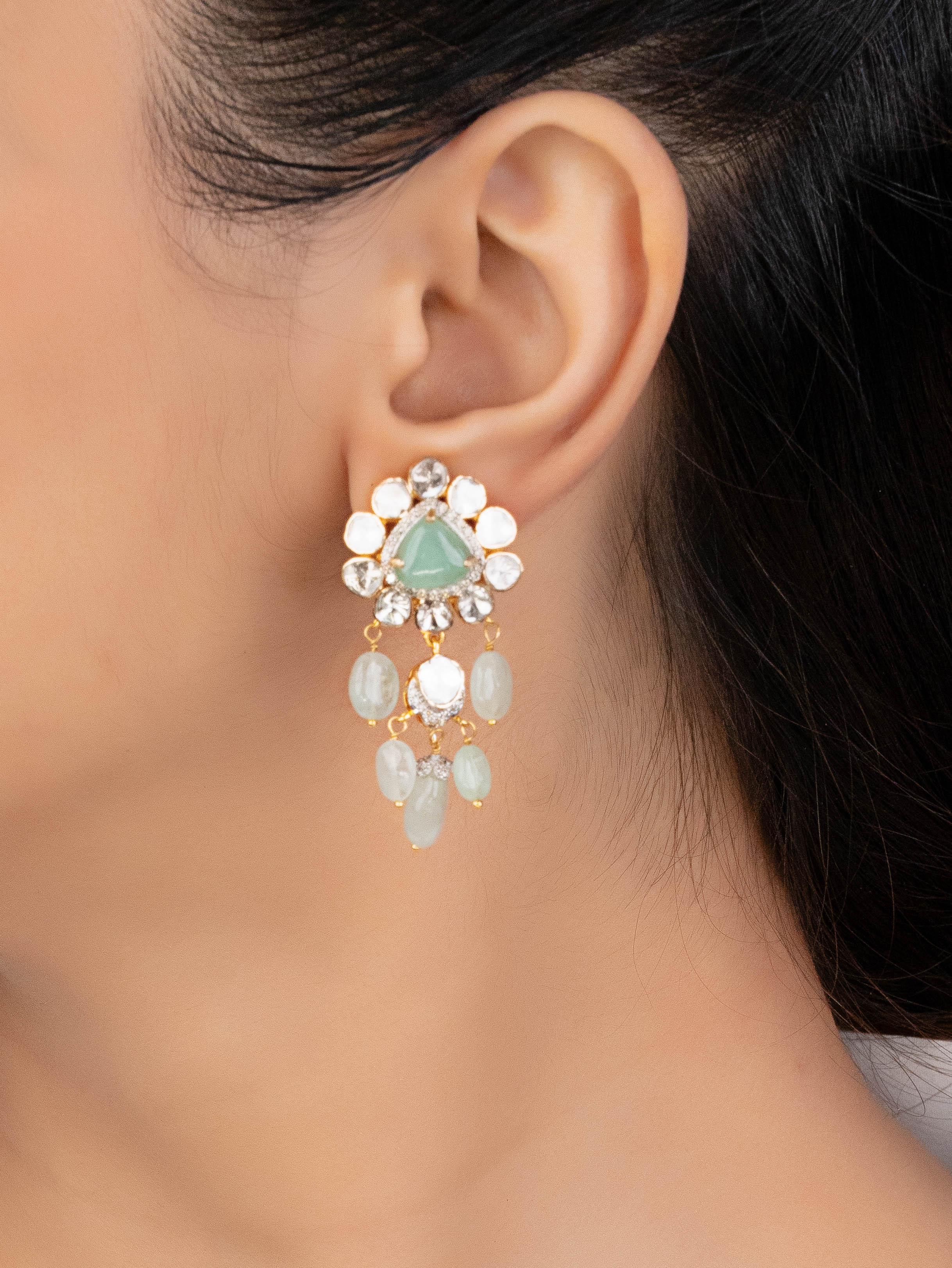 Chaaya Polki And Diamond Long Earrings