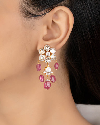 Aashrita Polki And Diamond Long Earrings