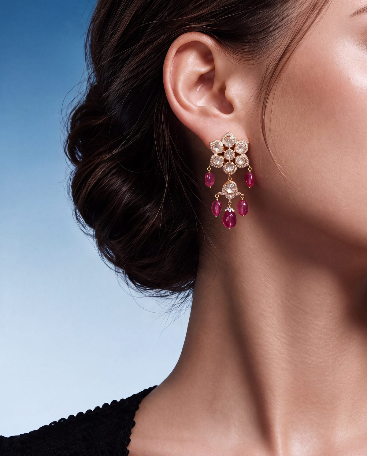 Aashrita Polki And Diamond Long Earrings