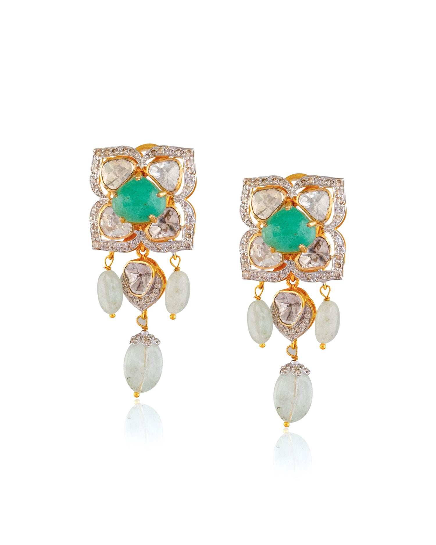 Minakshi Polki And Diamond Long Earrings