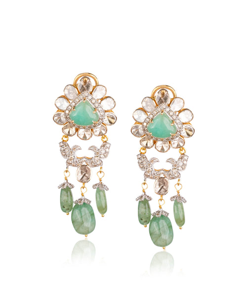 Mishika Polki And Diamond Long Earrings