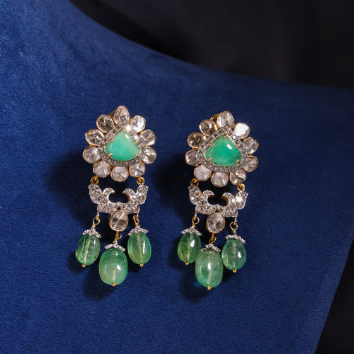 Mishika Polki And Diamond Long Earrings
