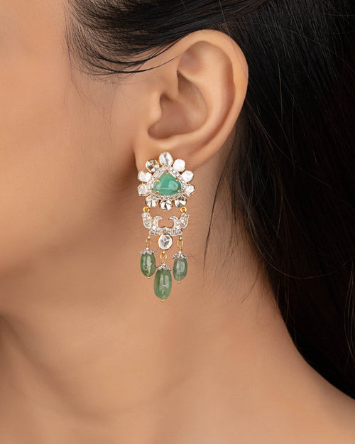 Mishika Polki And Diamond Long Earrings