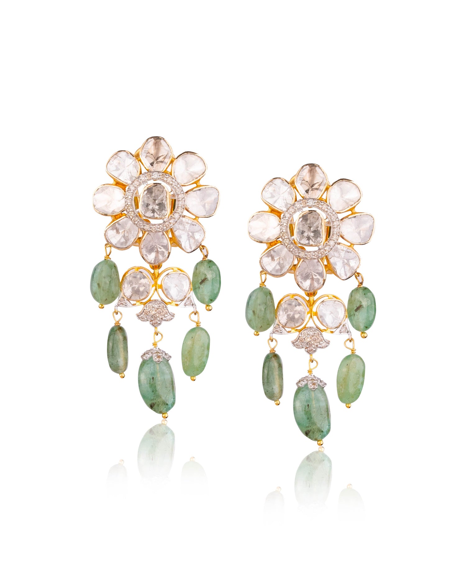 Prachi Polki And Diamond Long Earrings