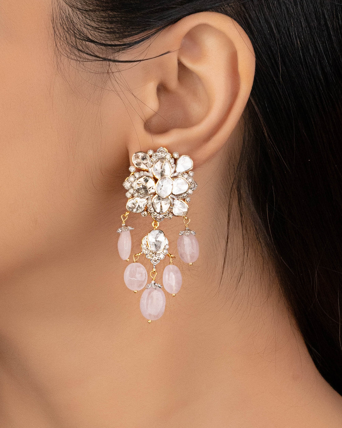 Jiyanshi Polki And Diamond Long Earrings