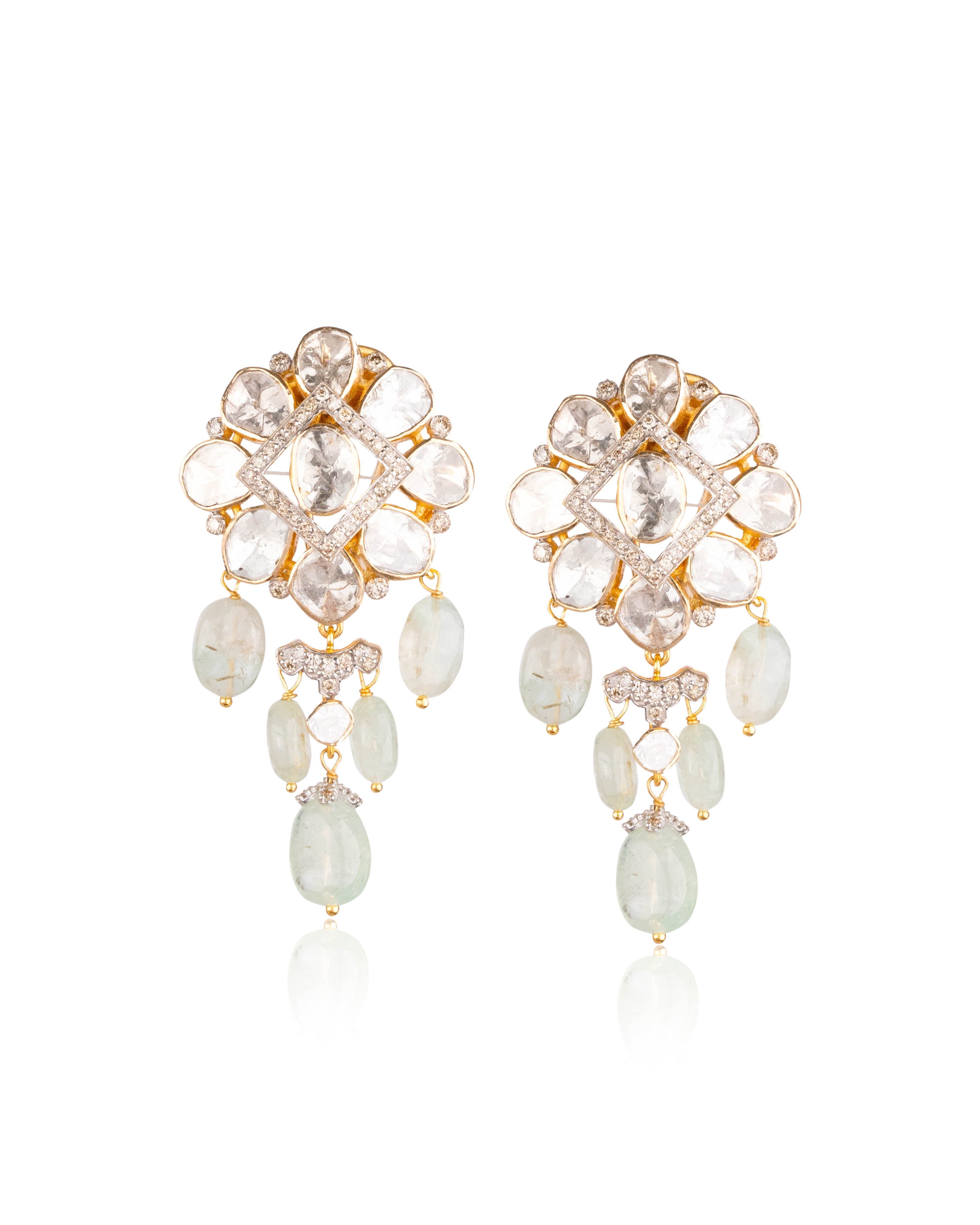 Deetya Polki And Diamond Long Earrings