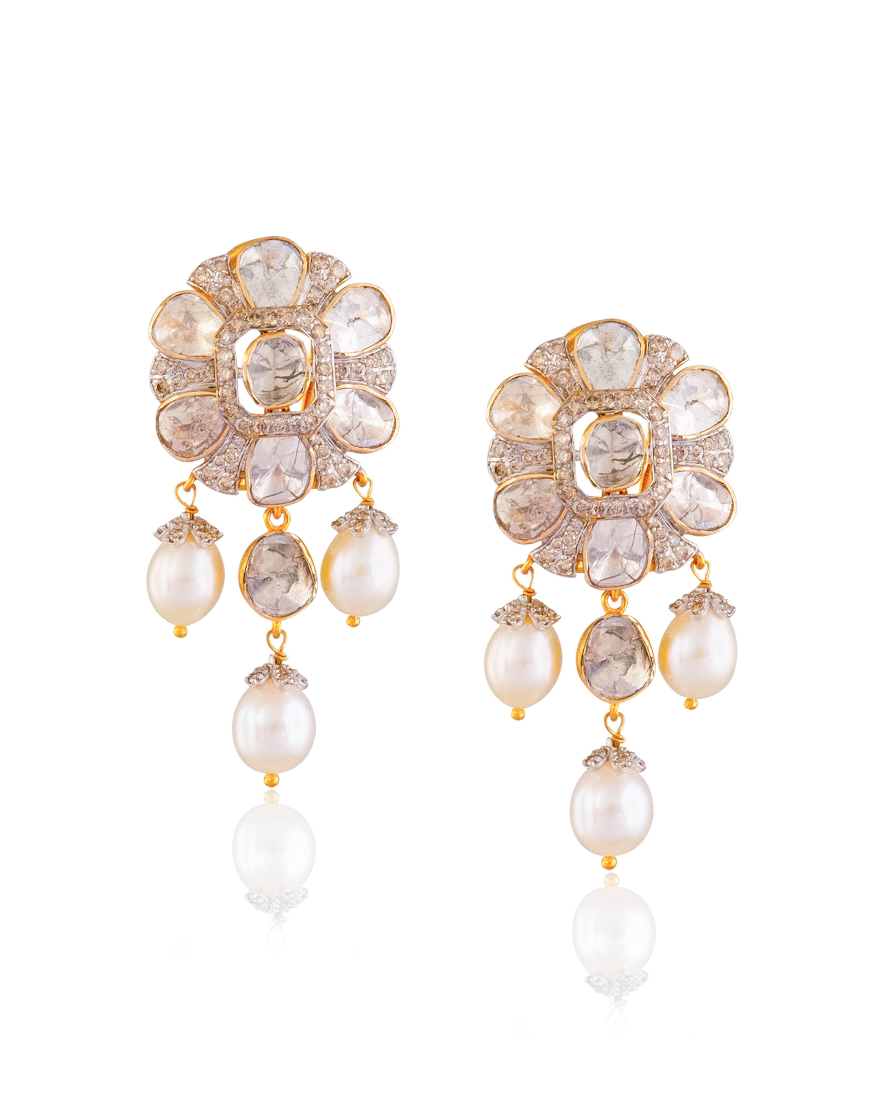 Meera Polki And Diamond Long Earrings