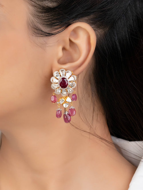 Mitali Polki And Diamond Long Earrings