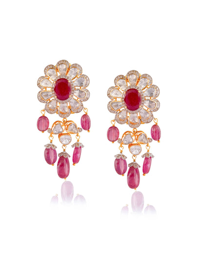 Mitali Polki And Diamond Long Earrings