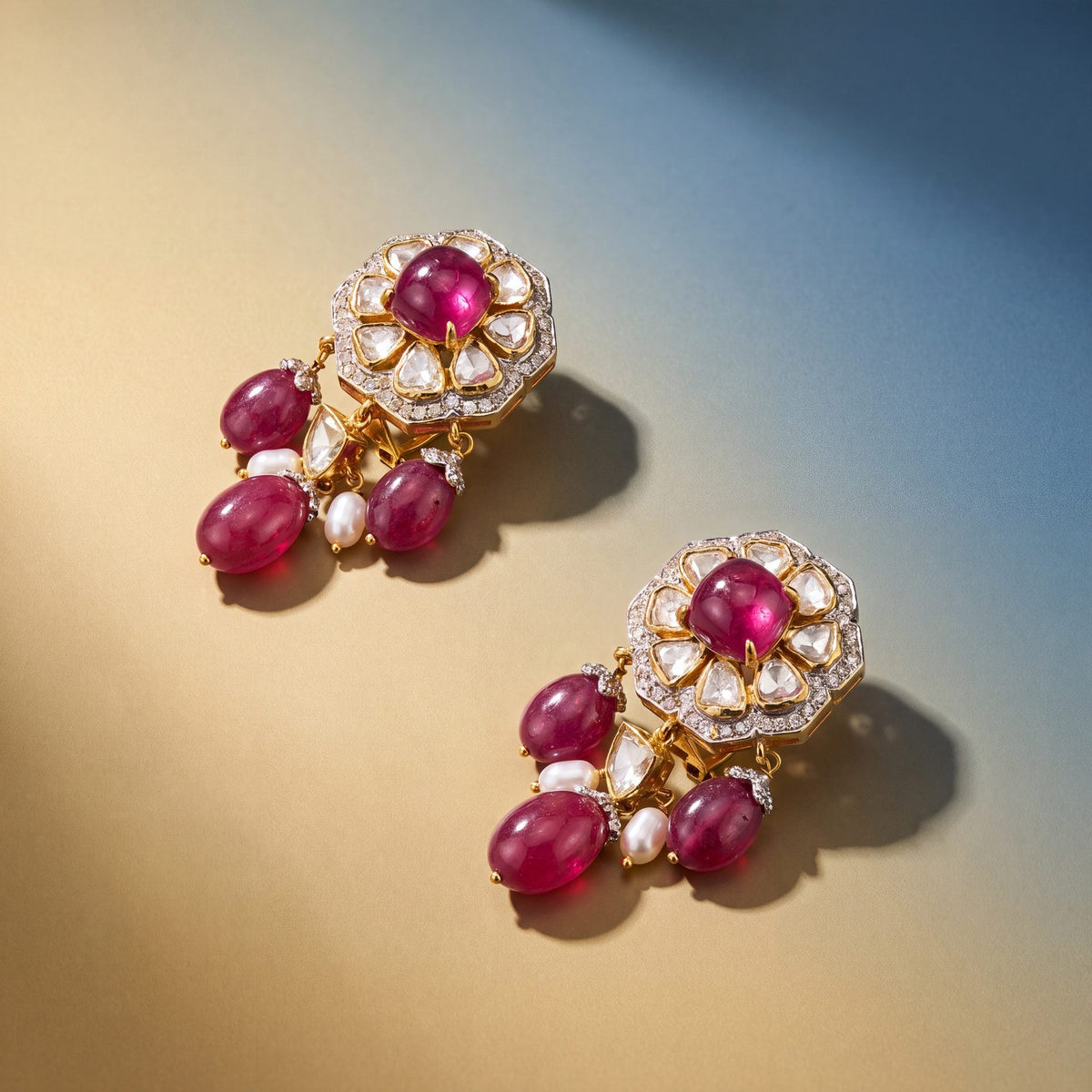 Lashika Polki And Diamond Long Earrings