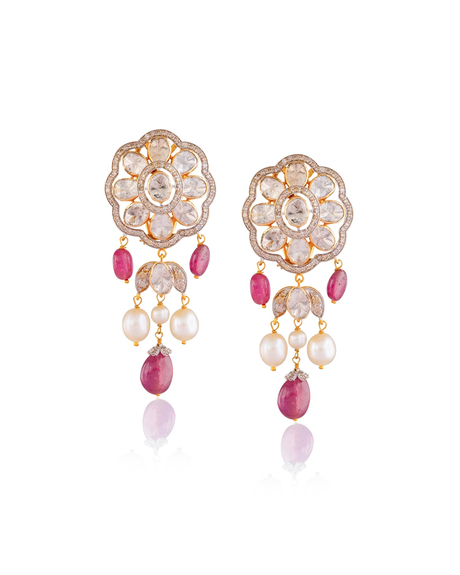 Praveen Polki And Diamond Long Earrings