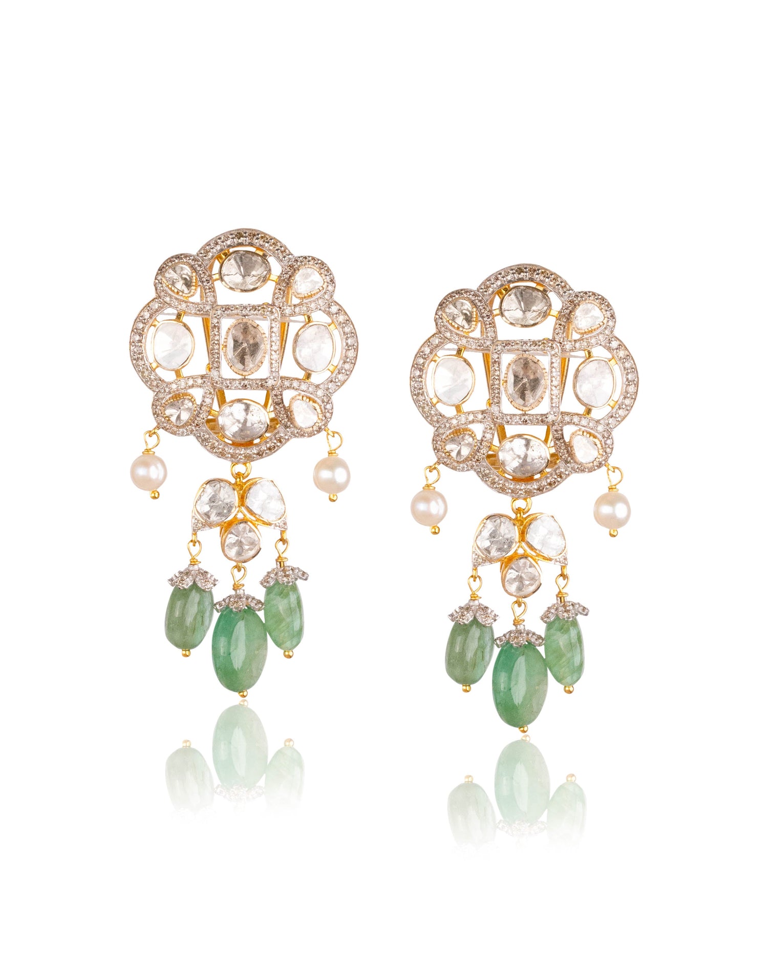 Aaira Polki And Diamond Long Earrings