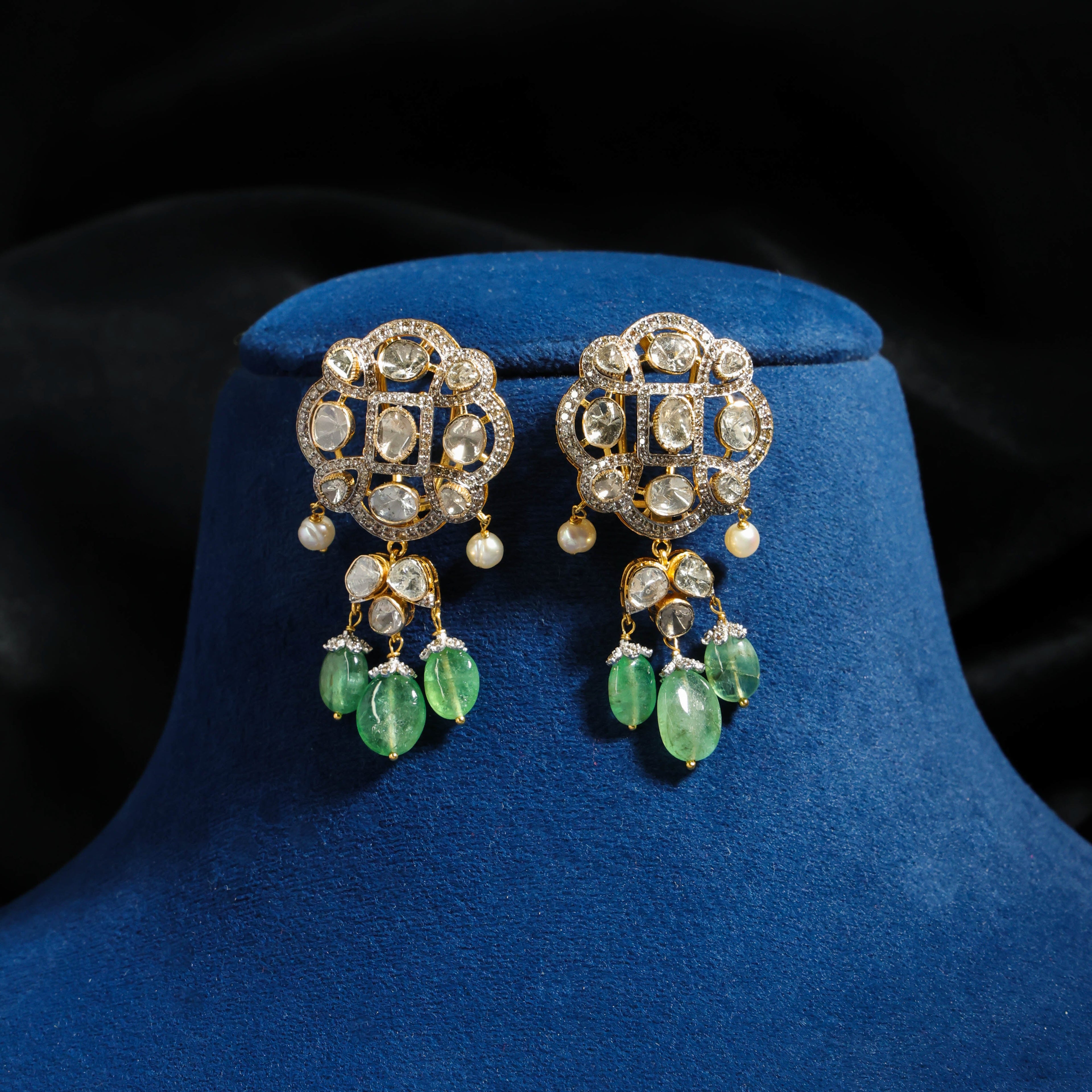 Aaira Polki And Diamond Long Earrings