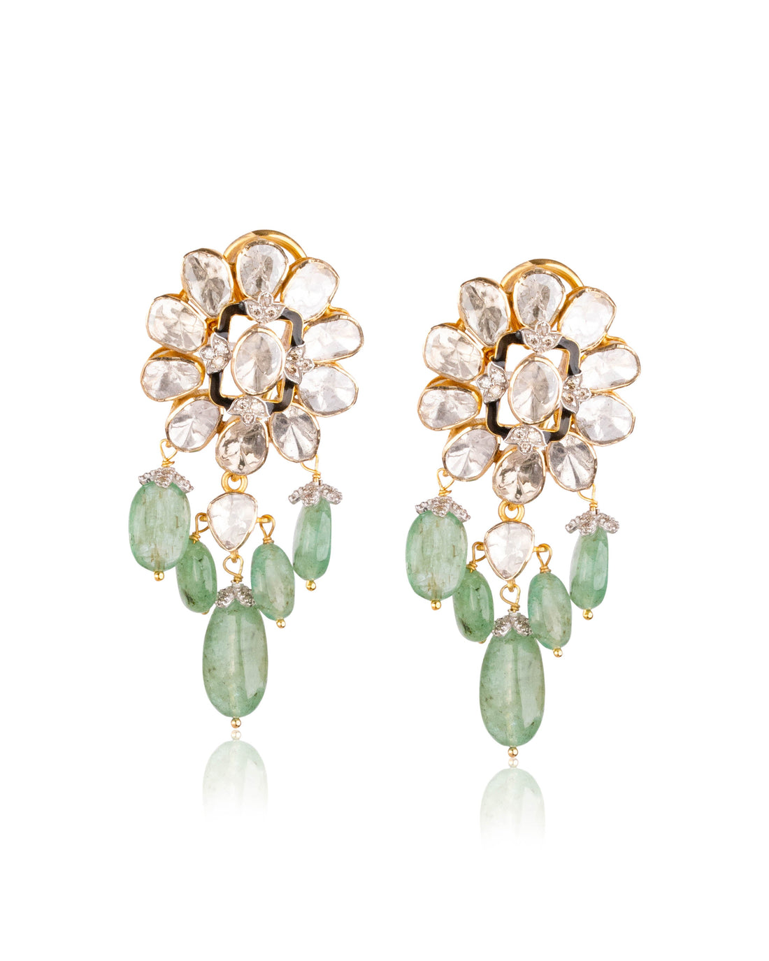 Shazia Polki And Diamond Long Earrings