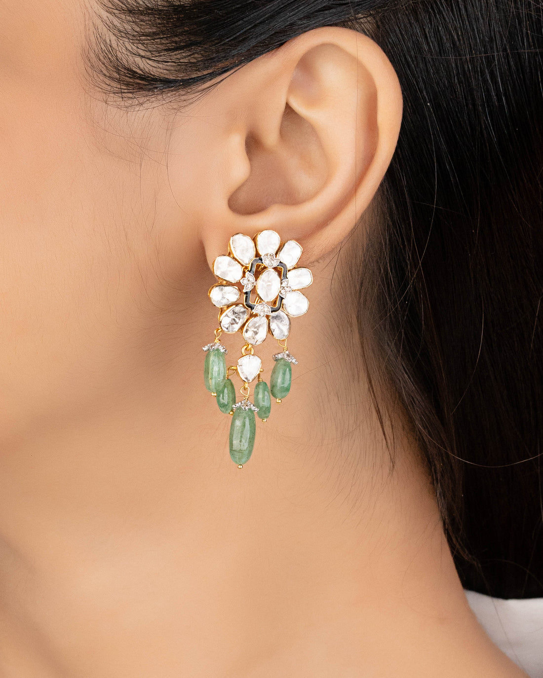 Shazia Polki And Diamond Long Earrings