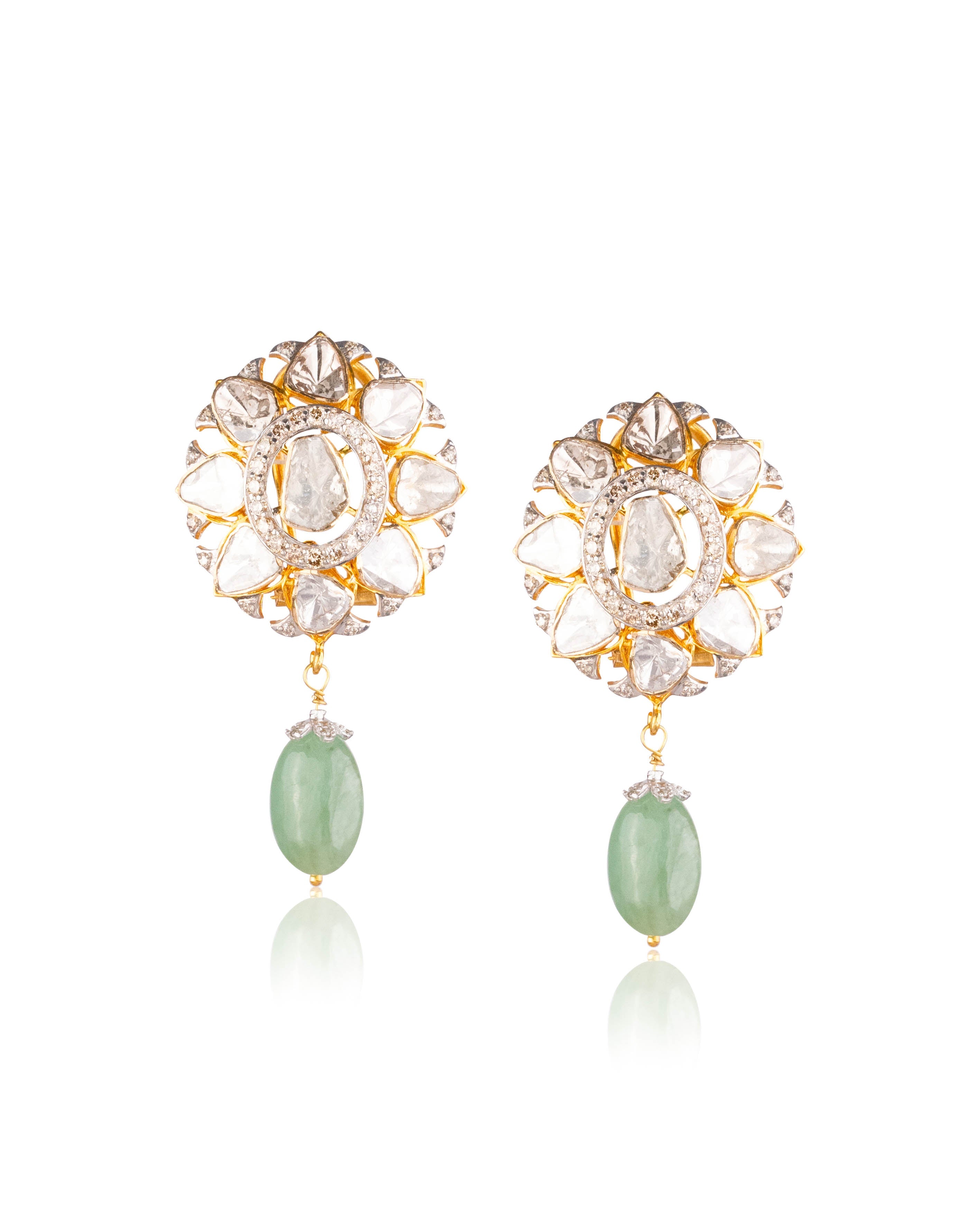 Leena Polki And Diamond Long Earrings