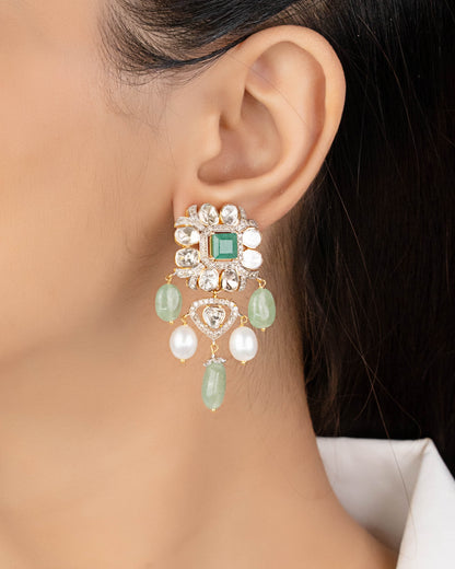 Limsha Polki And Diamond Long Earrings