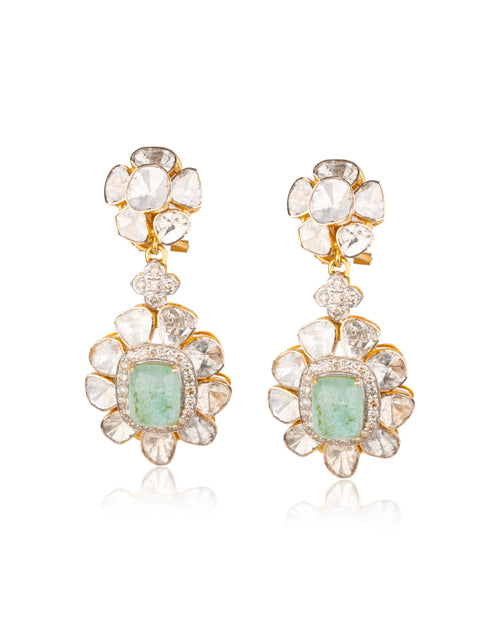 Fiya Polki And Diamond Long Earrings