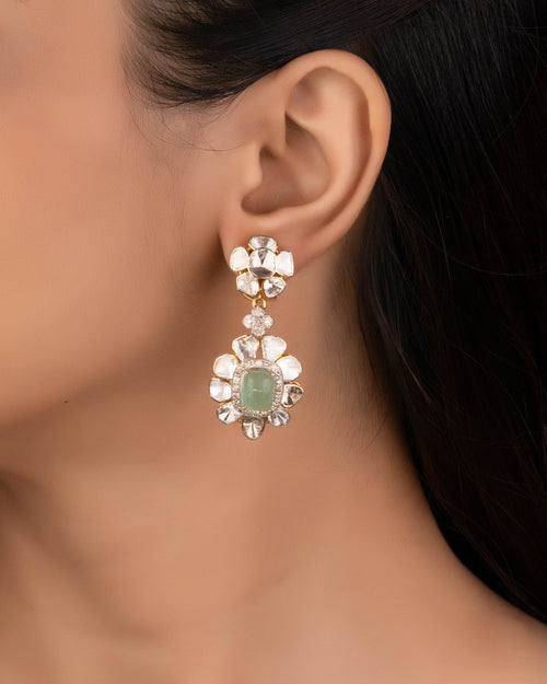 Fiya Polki And Diamond Long Earrings