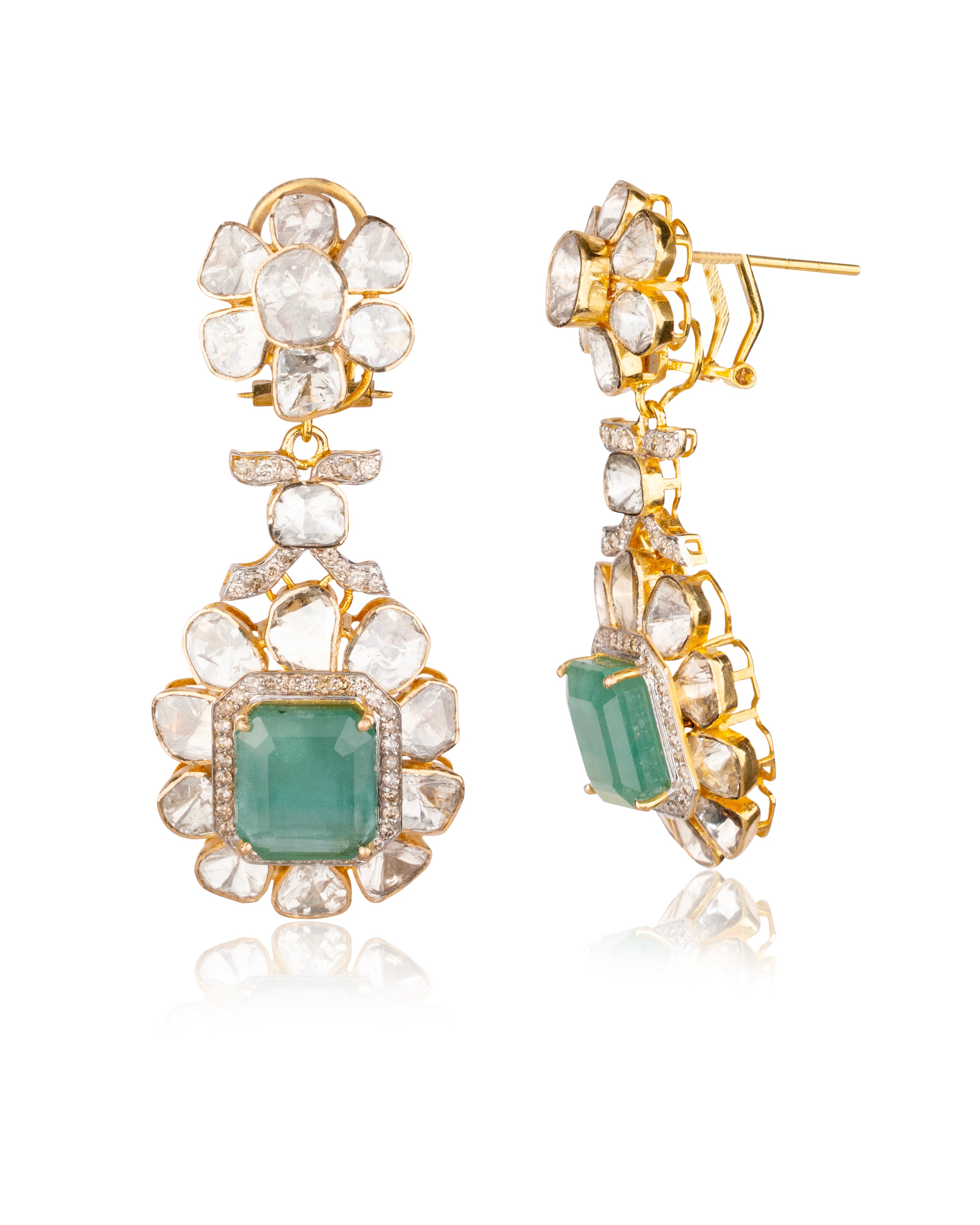 Naelia Polki And Diamond Long Earrings