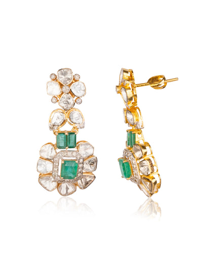 Saima Polki And Diamond Long Earrings