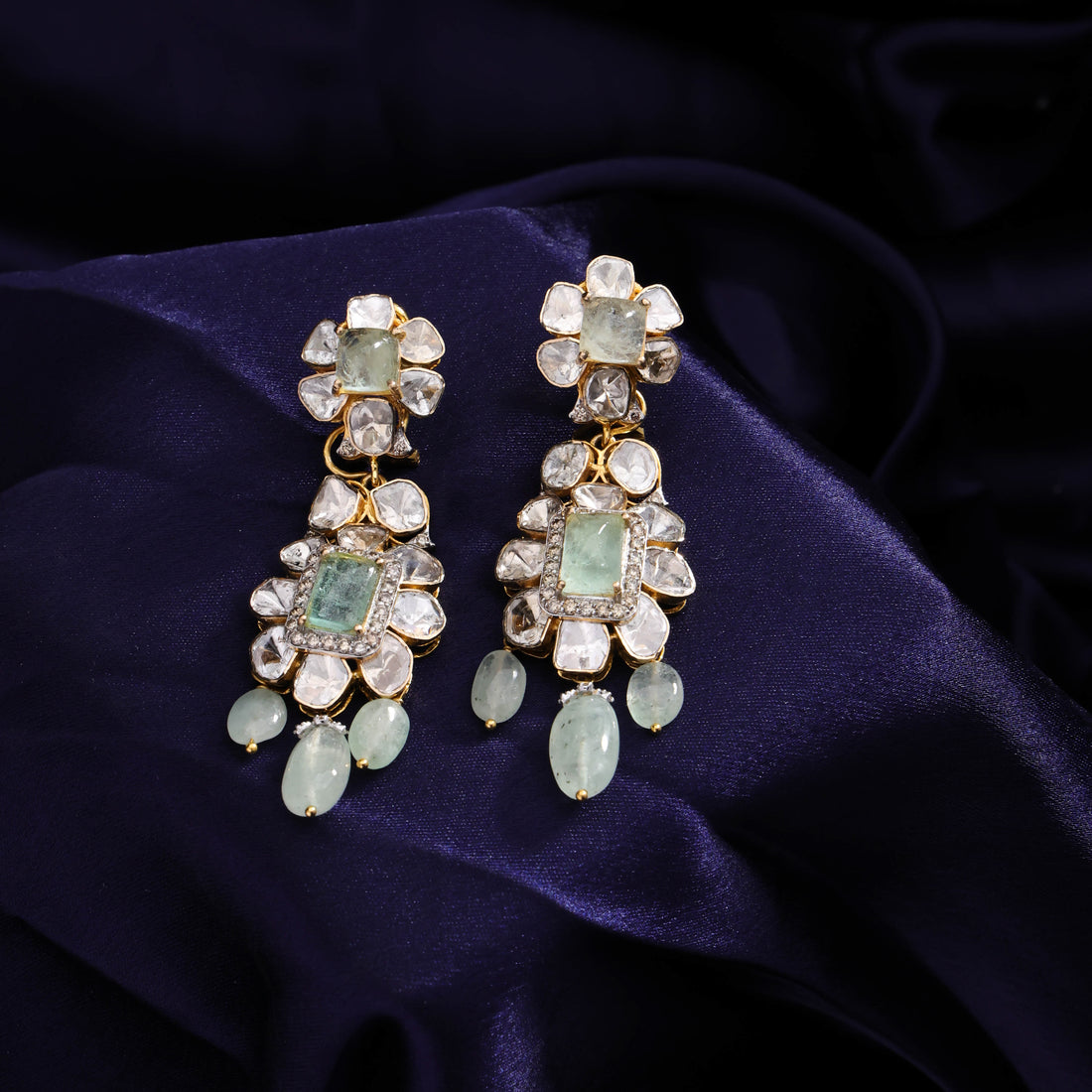 Parnita Polki And Diamond Long Earrings