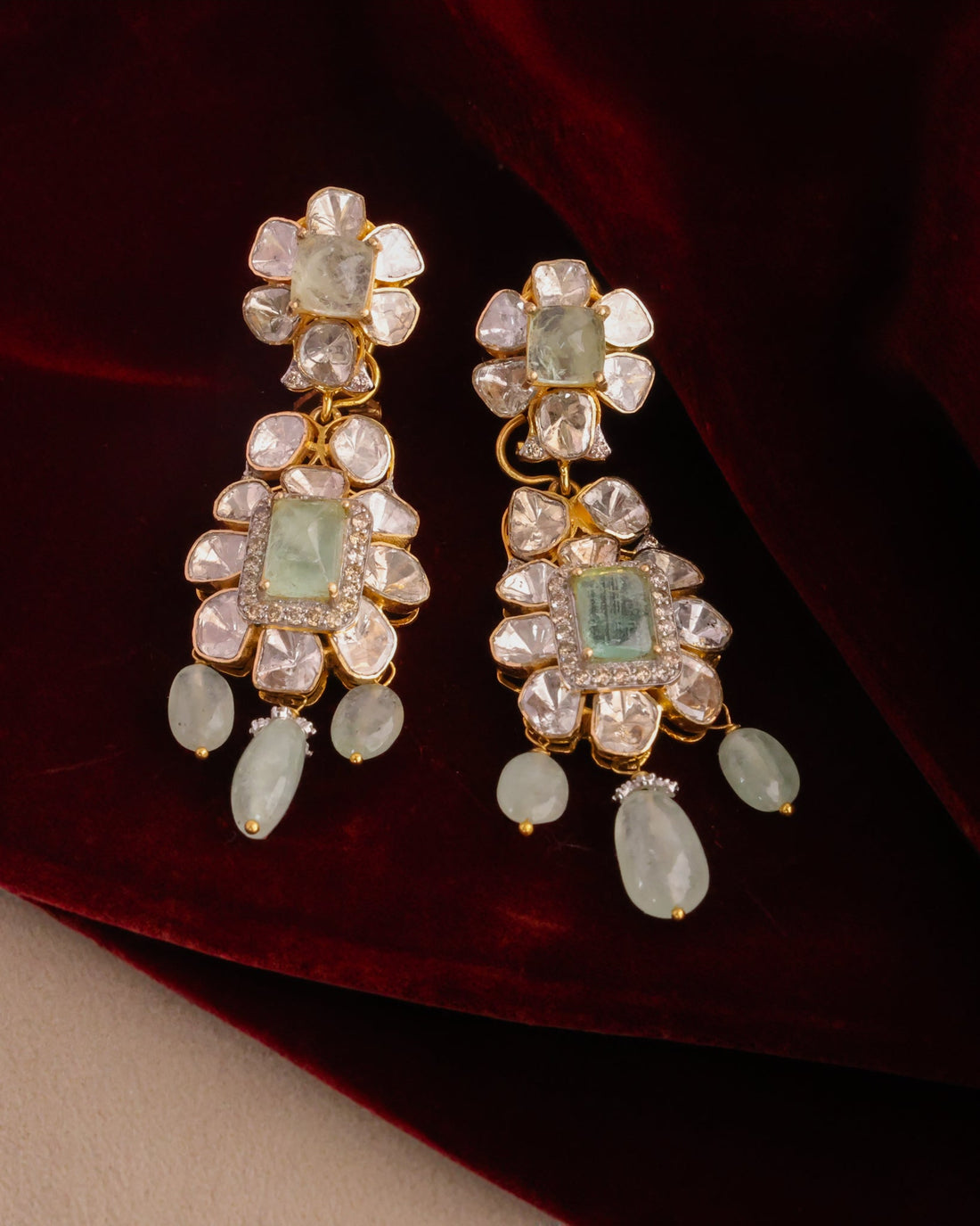 Parnita Polki And Diamond Long Earrings