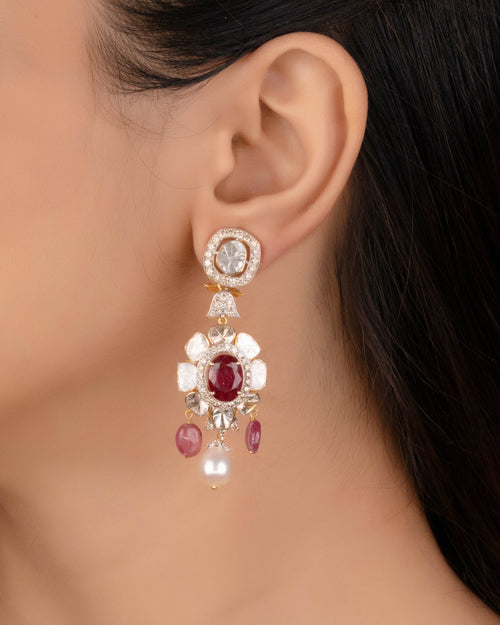Namira Polki And Diamond Long Earrings