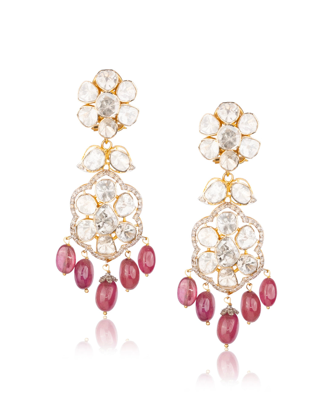 Mruti Polki And Diamond Long Earrings