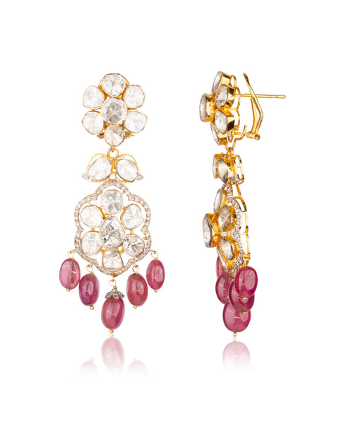 Mruti Polki And Diamond Long Earrings