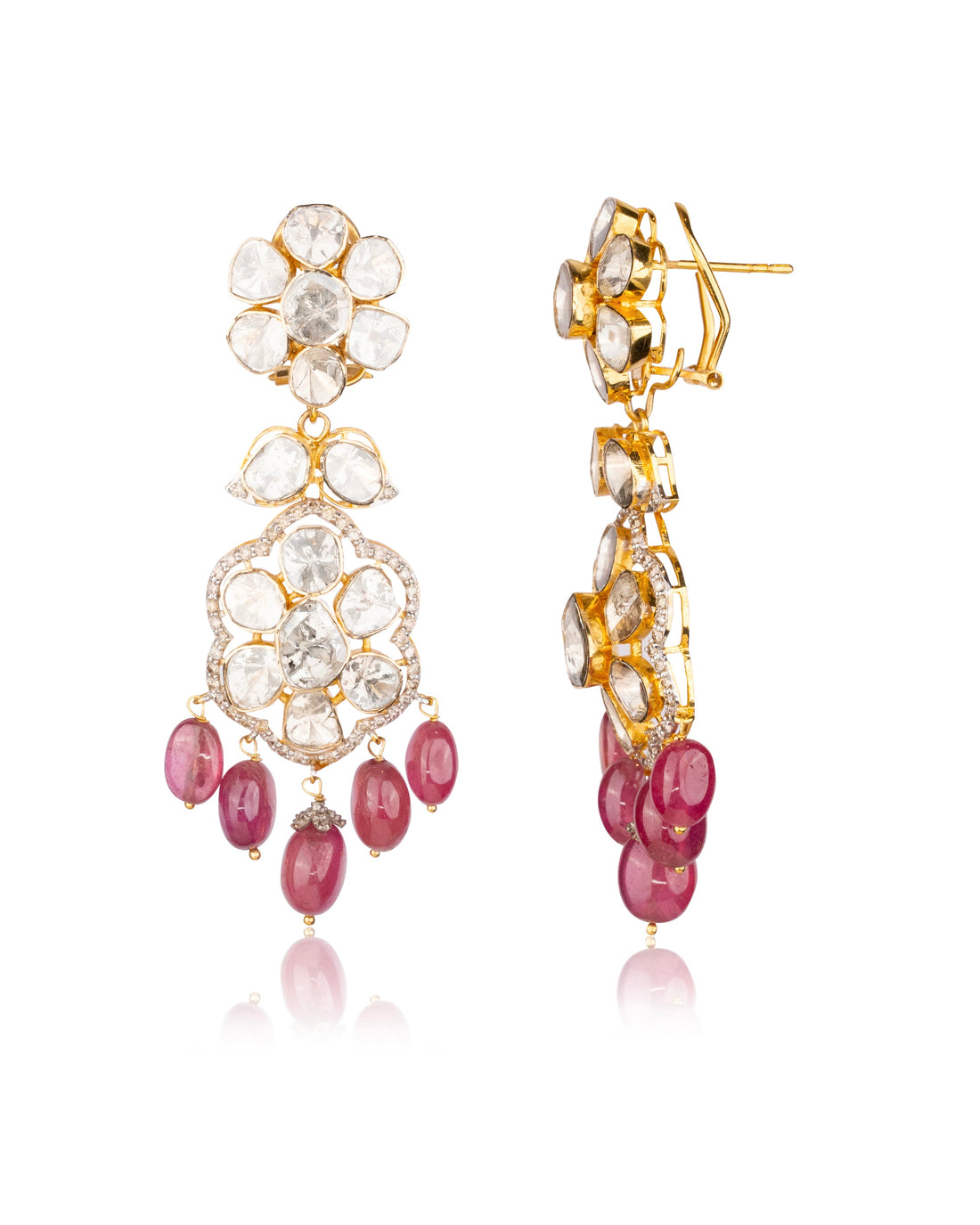 Mruti Polki And Diamond Long Earrings