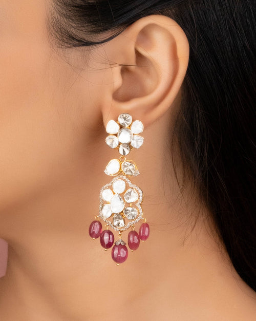 Mruti Polki And Diamond Long Earrings