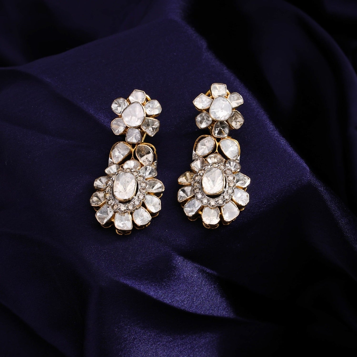 Taranum Polki And Diamond Long Earrings