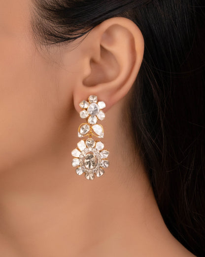 Taranum Polki And Diamond Long Earrings