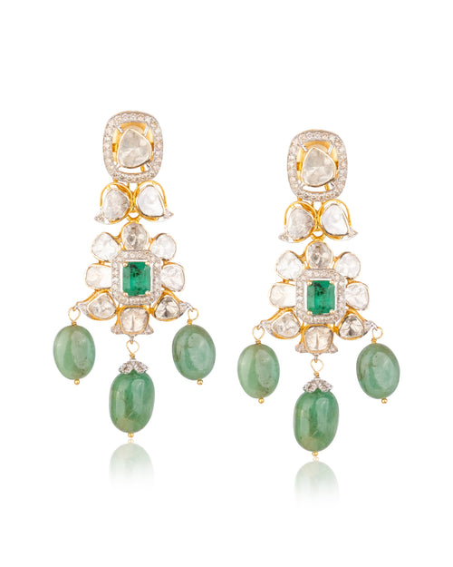 Nazra Polki And Diamond Long Earrings