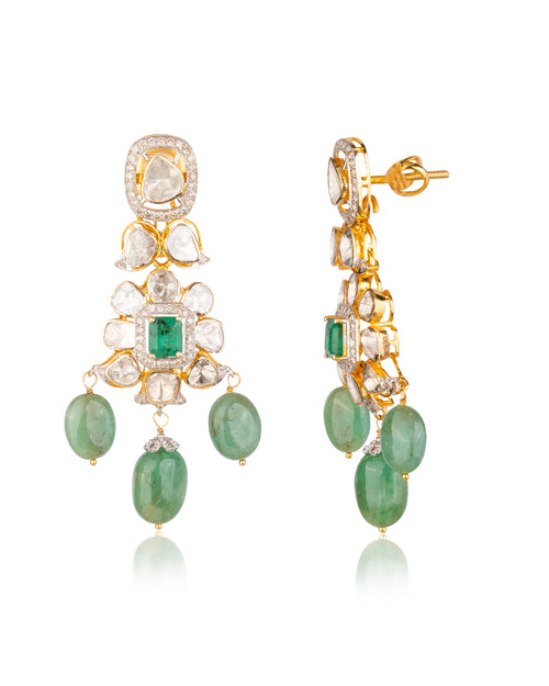 Nazra Polki And Diamond Long Earrings
