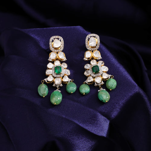 Faenora Polki And Diamond Long Earrings