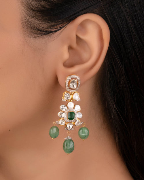 Nazra Polki And Diamond Long Earrings