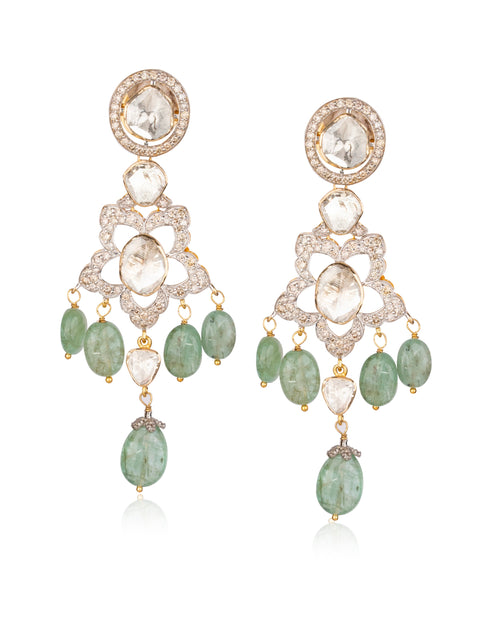 Aashi Polki And Diamond Long Earrings
