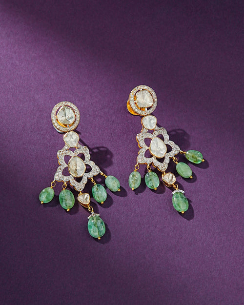 Clea Polki And Diamond Long Earrings