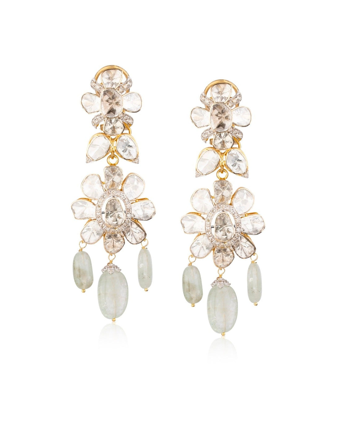 Zeena Polki And Diamond Long Earrings