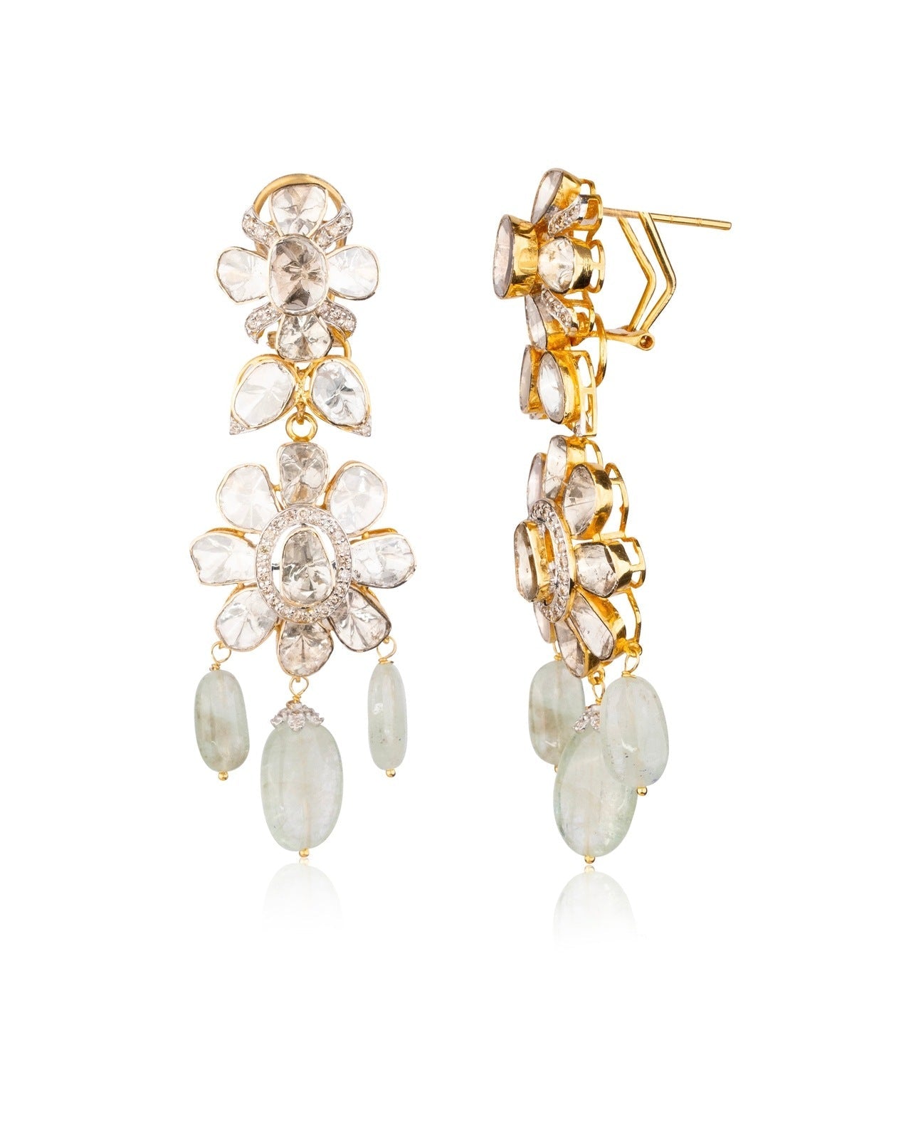 Zeena Polki And Diamond Long Earrings