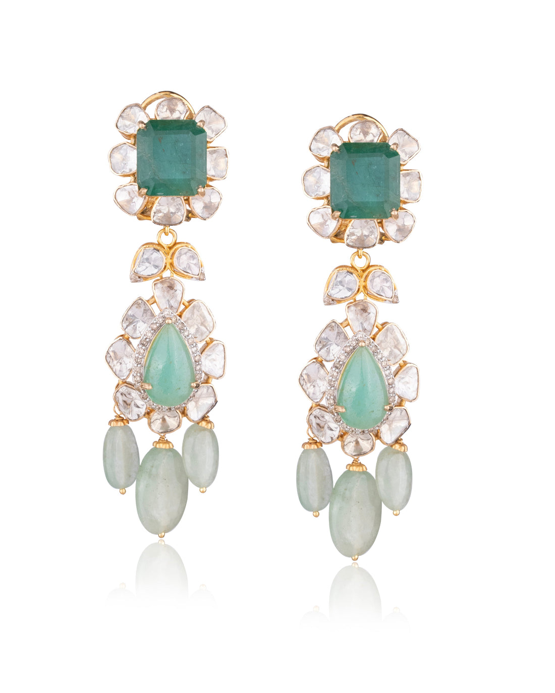 Alina Polki And Diamond Long Earrings