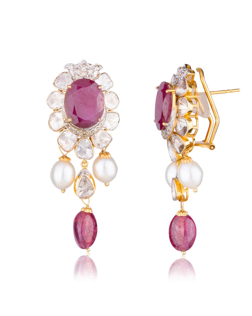 Kavita Polki And Diamond Long Earrings