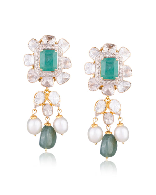 Harika Polki And Diamond Long Earrings