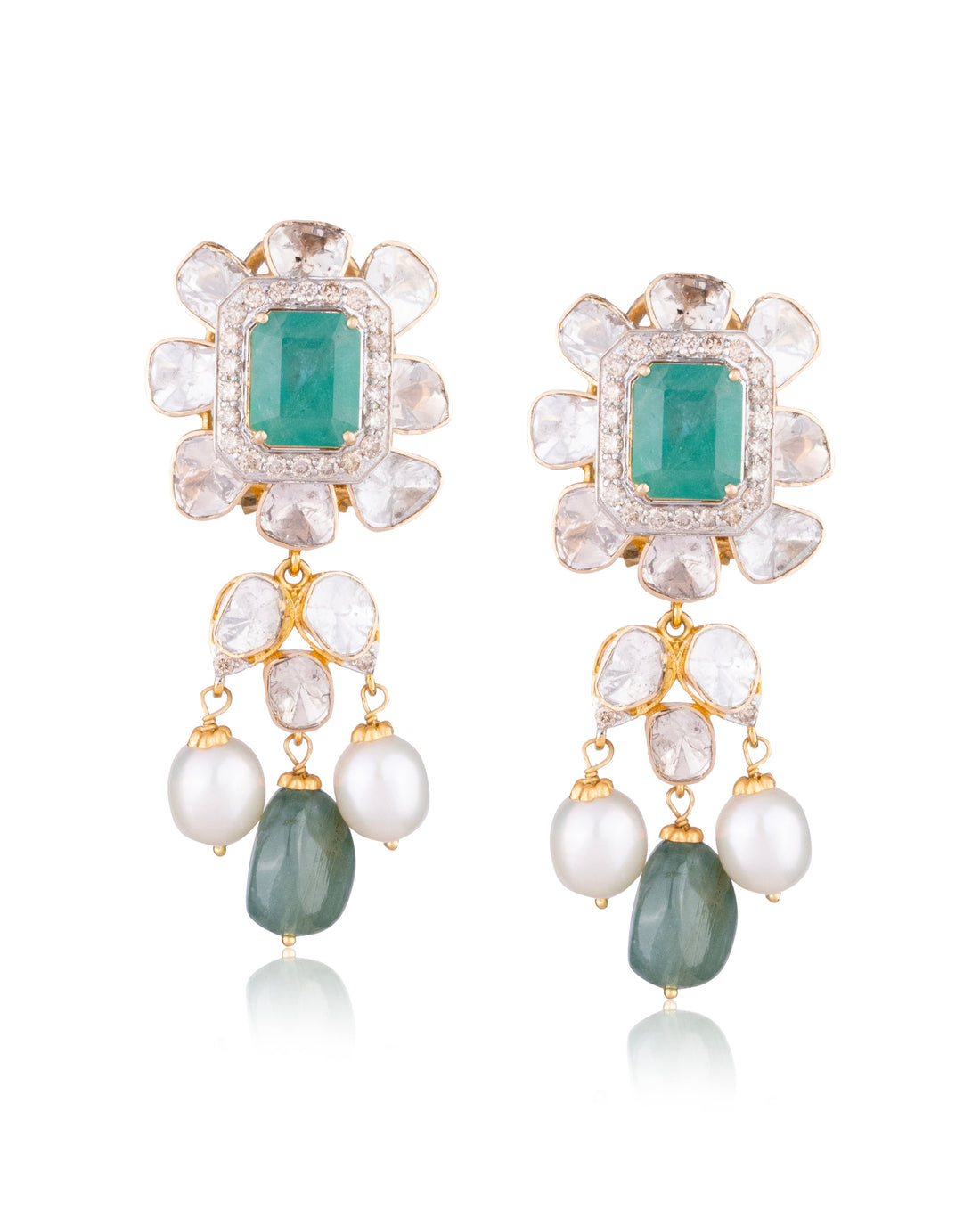 Harika Polki And Diamond Long Earrings