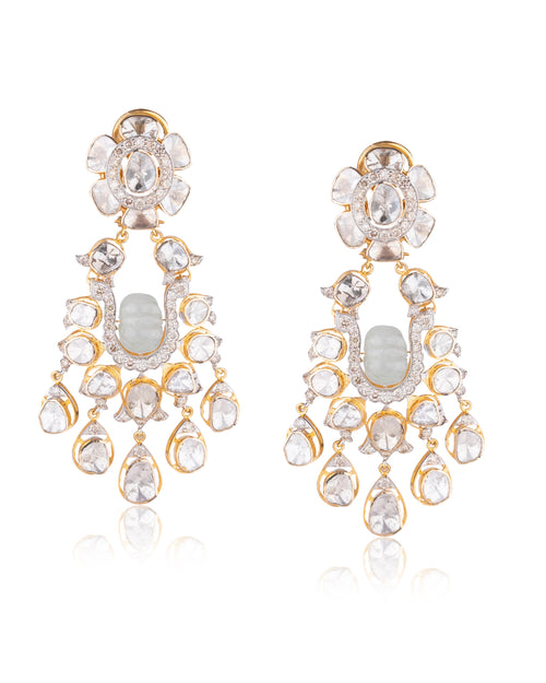 Afra Polki And Diamond Long Earrings