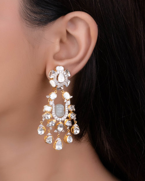 Afra Polki And Diamond Long Earrings