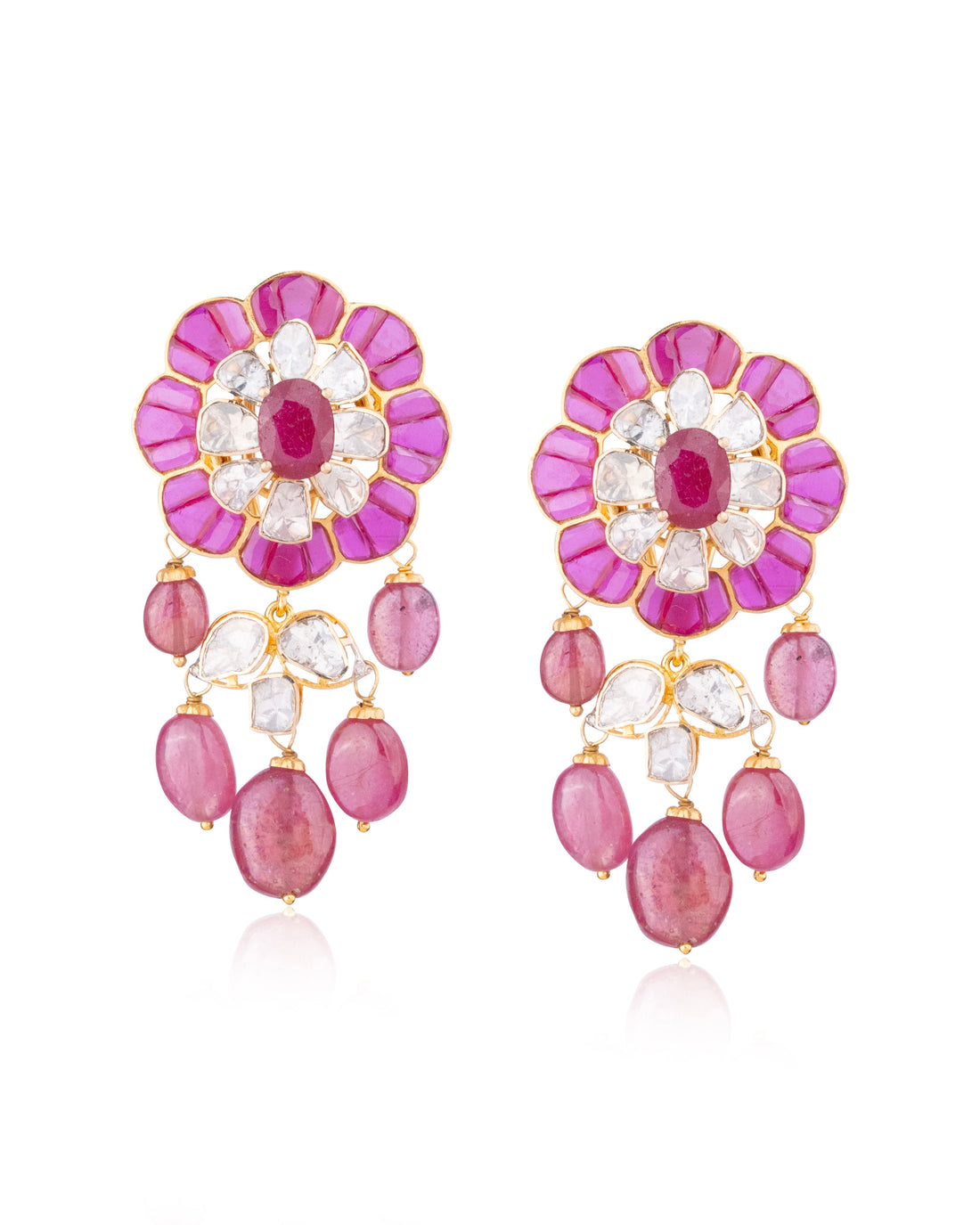 Sadia Polki And Diamond Long Earrings