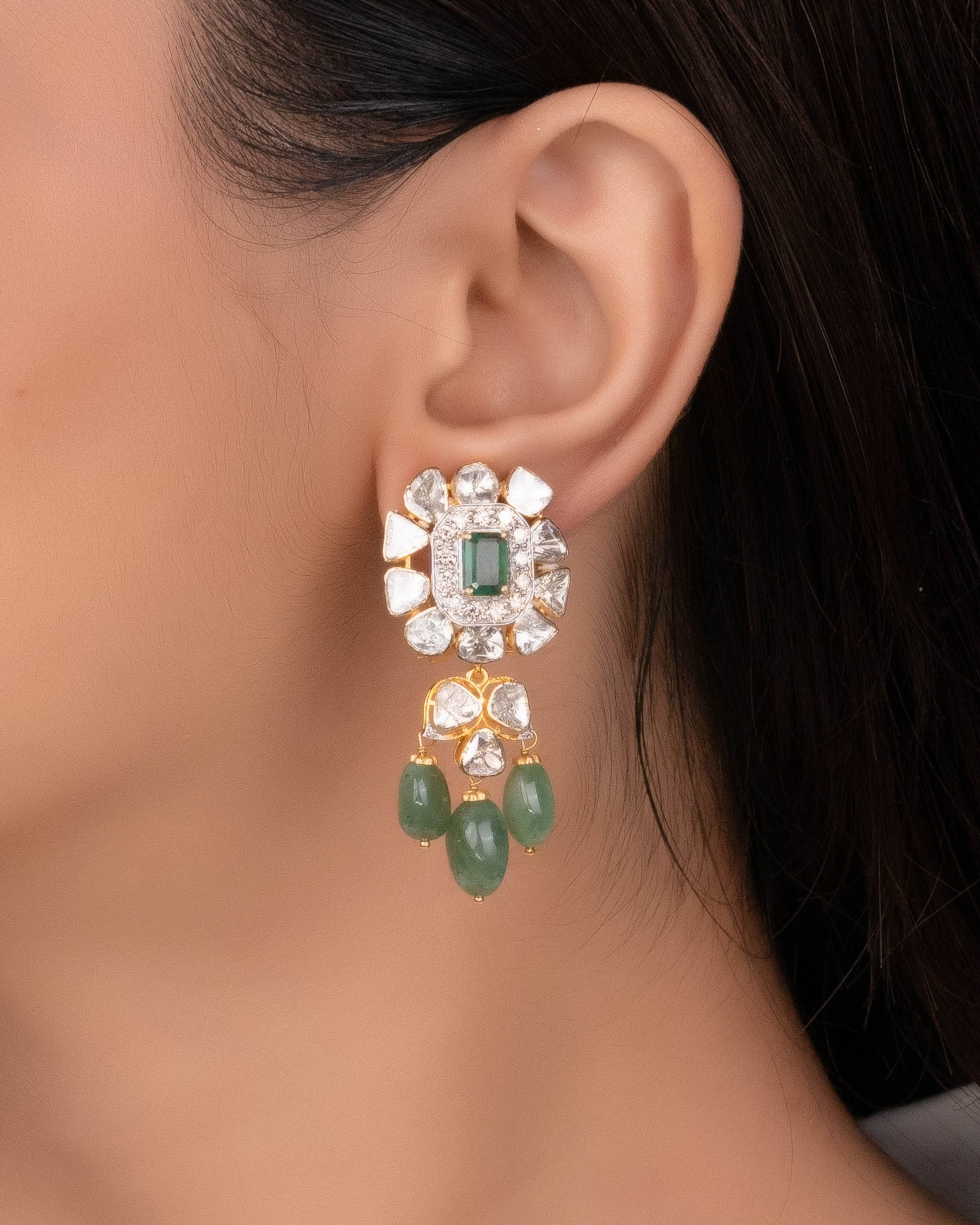 Atiya Polki And Diamond Long Earrings – Tyaani Jewellery Private Limited